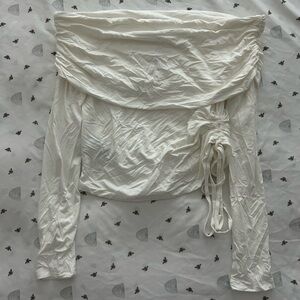 white off the shoulder with tie detail 🤍